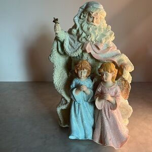 Roman Inc. Vintage Musical Santa and angels statue plays Silent Night 19” tall